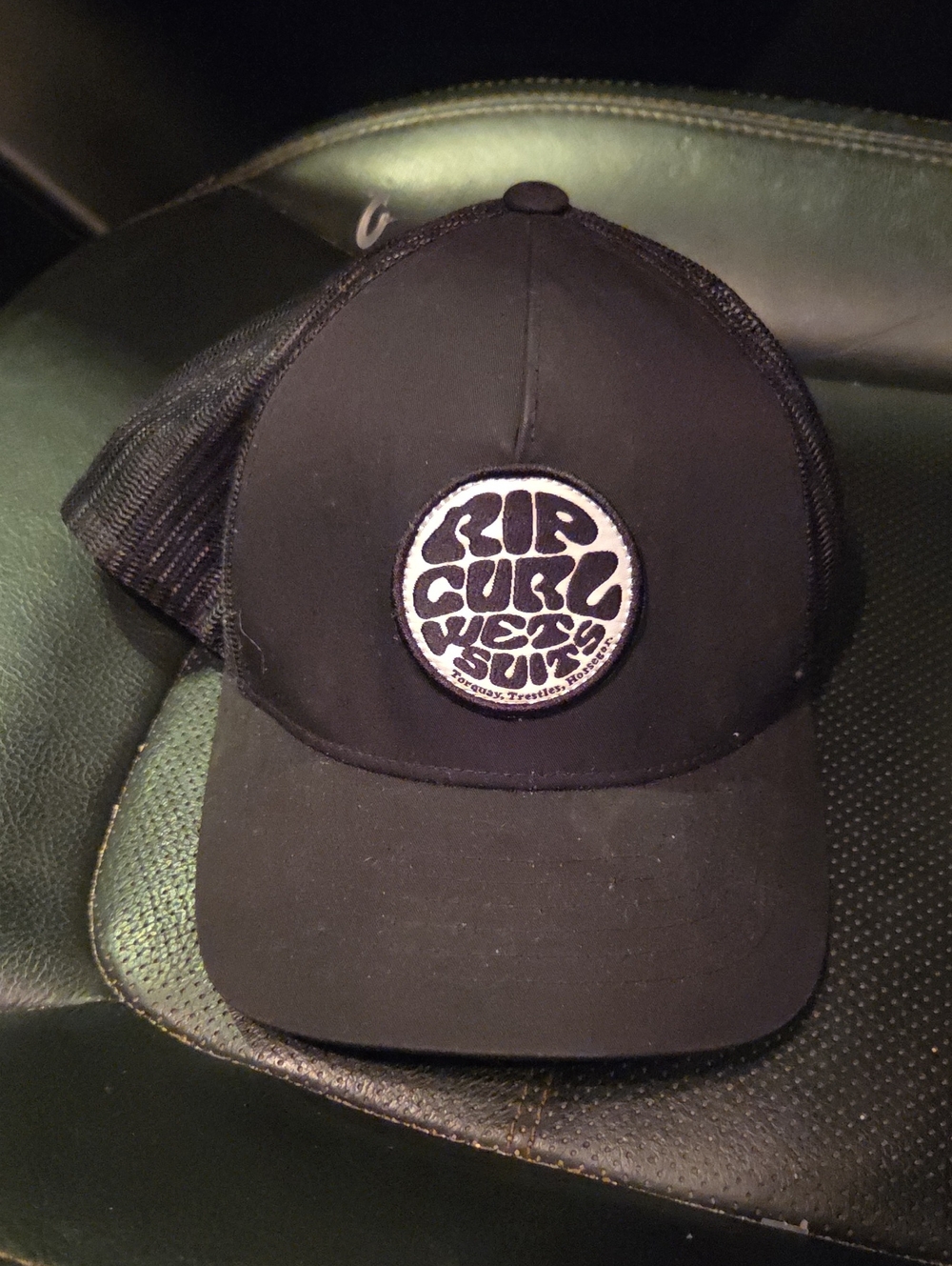 Rip Curl Boys Black Trucker Hat with Circular Logo Patch